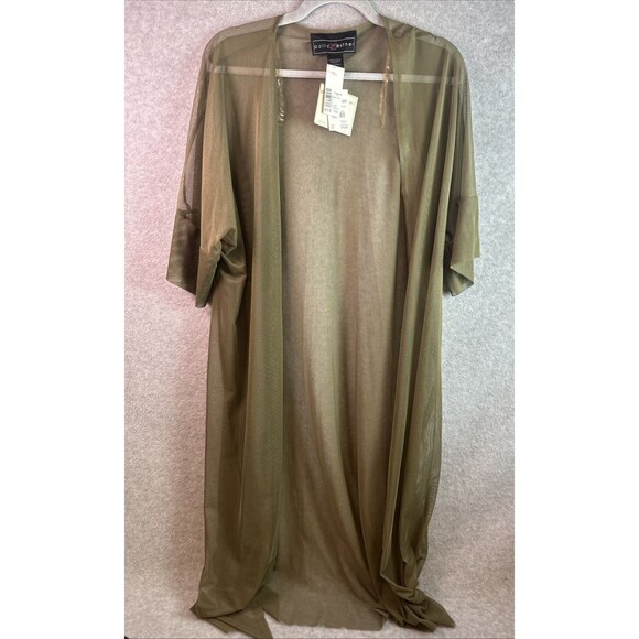 Polly Esther Other - Women’s Polly Esther Size M Olive Green Open Front Sheer Swim Cover Up NWT